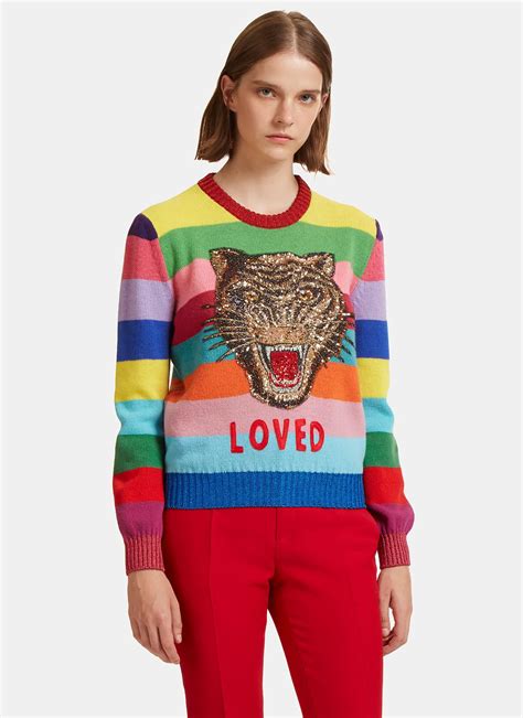 gucci rainbow tiger sweater replica|gucci tiger brooch.